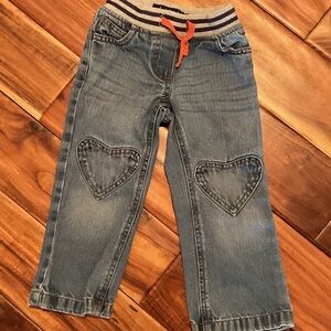 Mini Boden Heart Patch Jeans - 3y